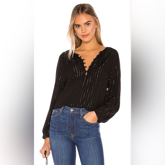 Rails Abby Gilded Stripe Metallic Gold Blouse Cocktail Resort Festival , size S - Picture 1 of 10